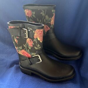 Lauren Ralph Lauren Black Boots with Floral Pattern